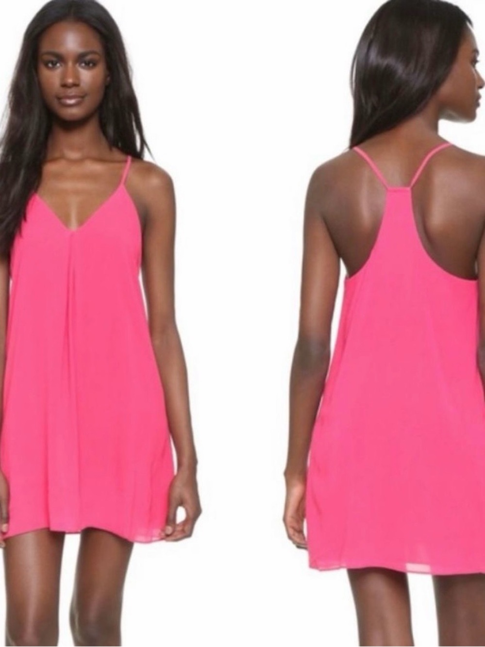Alice Olivia Fierra Dress Hot Pink Mini Short Vneck Strappy Y Back Tank Summer